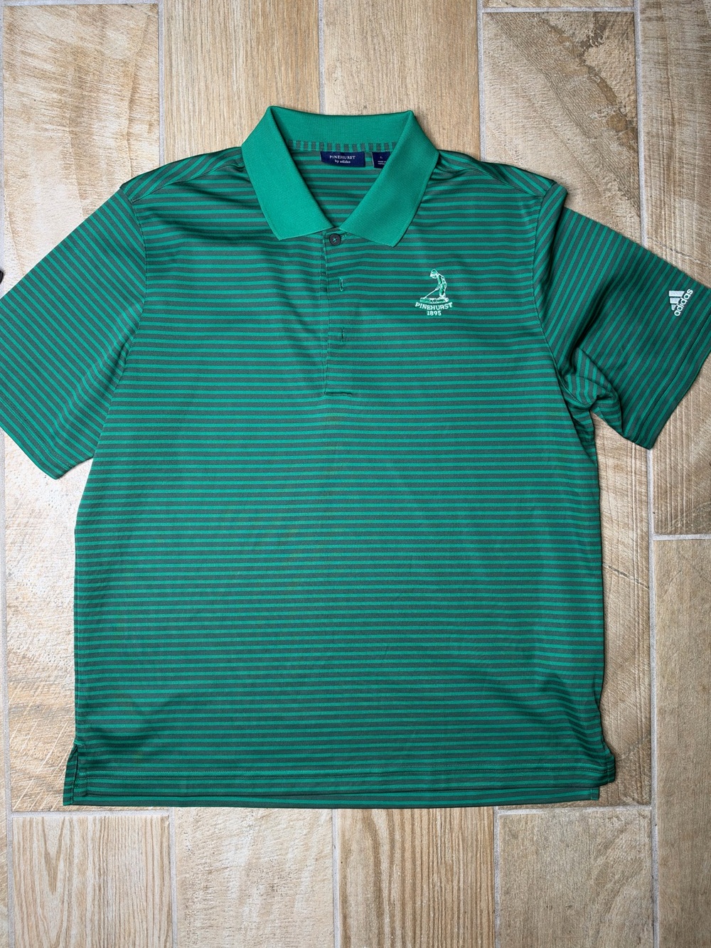 adidas Green Striped Polo Shirt